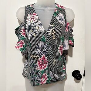 BCX Floral Cold Shoulder Blouse